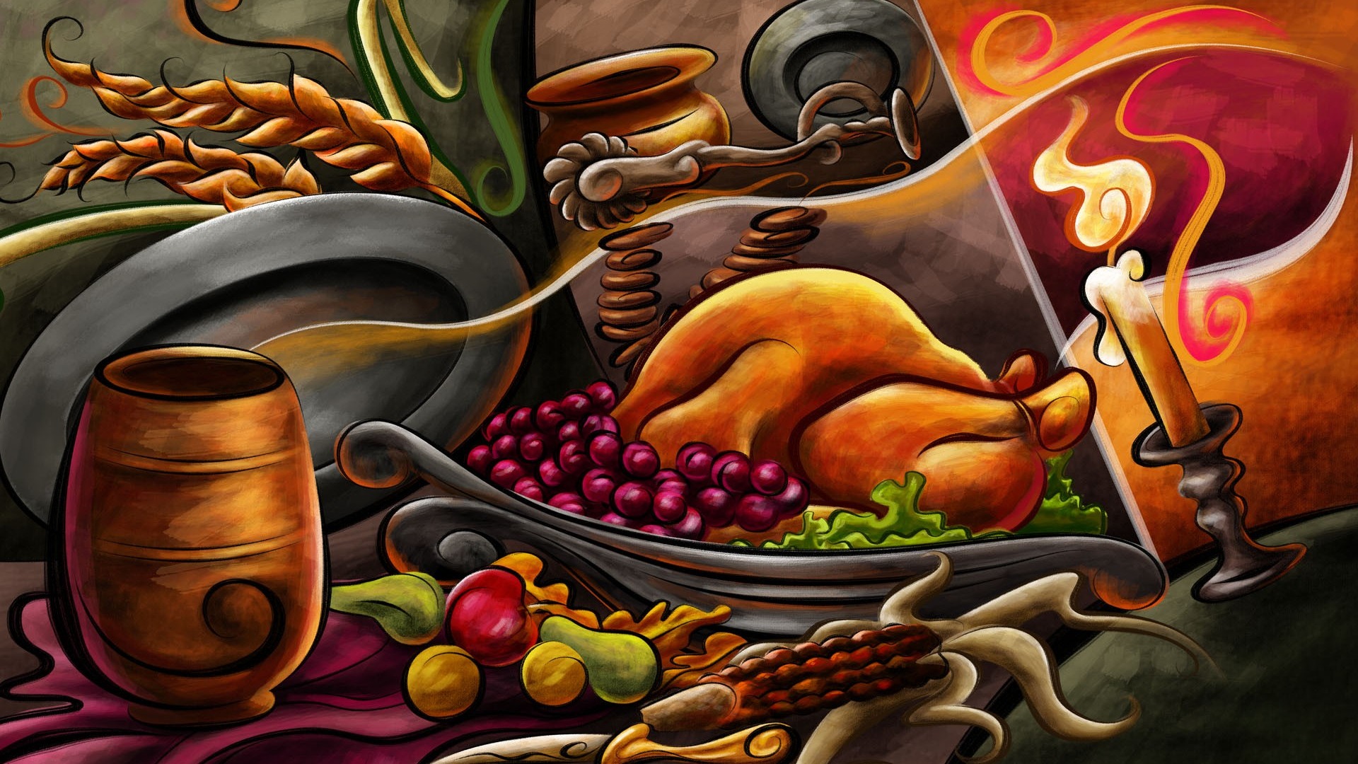 Great food Thanksgiving illustration design